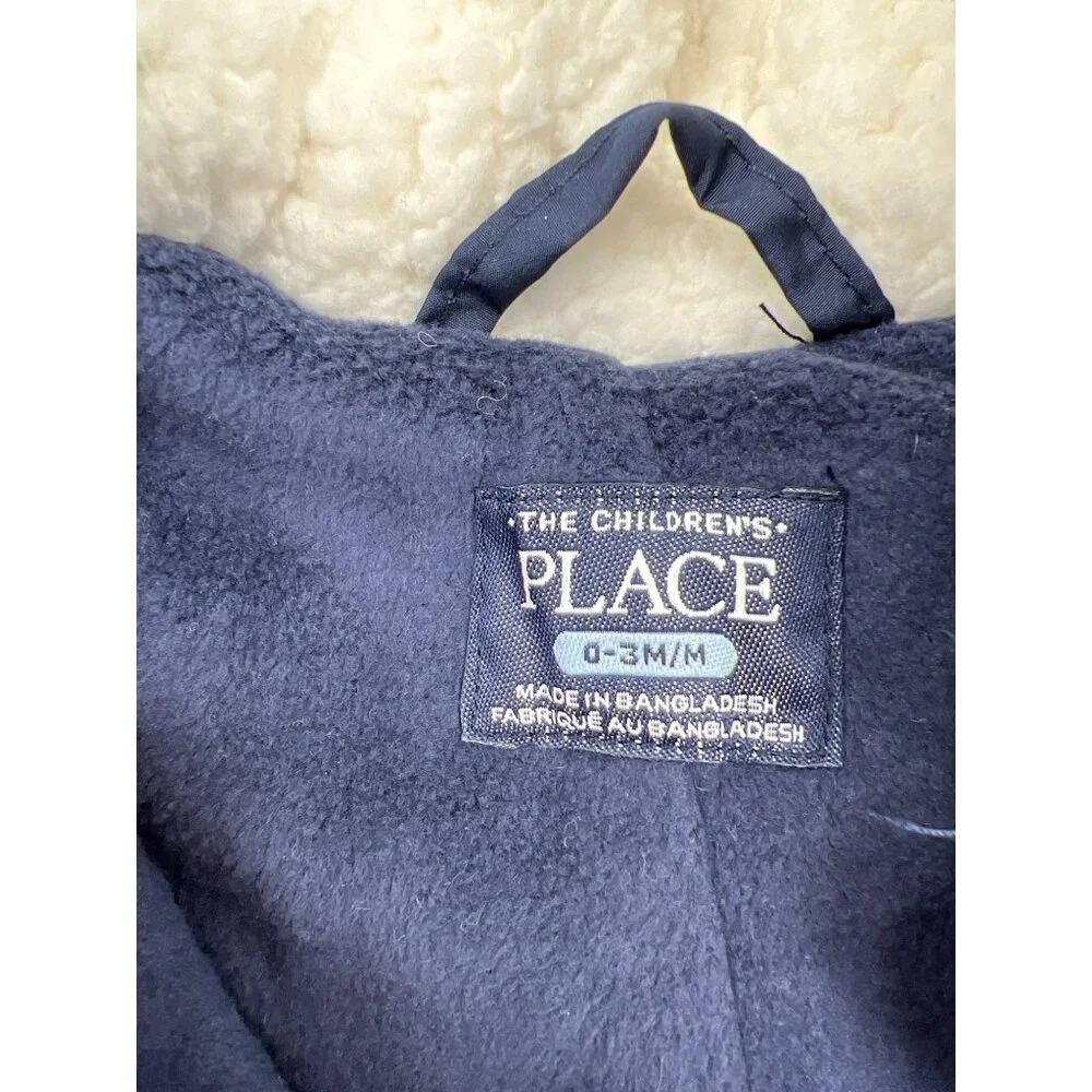 Infant Unisex Navy Blue Snow Pram 0-3 M By The Childrens Place Fleece Lined & In